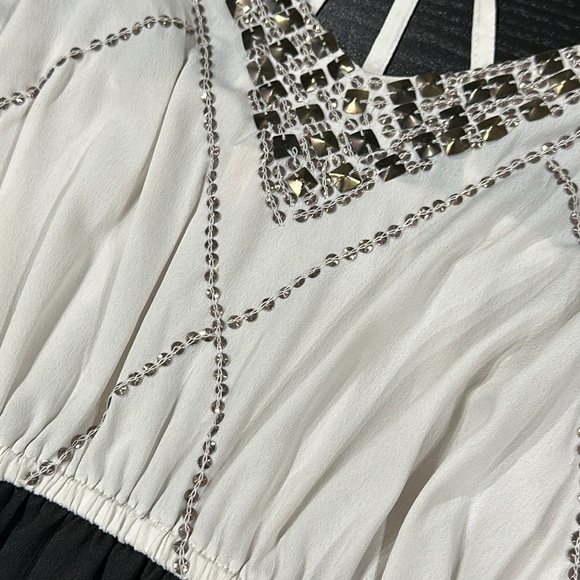 Ecote Urban Outfitters Black and White Spaghetti Strap Dress with Beaded Detail - Picture 3 of 8